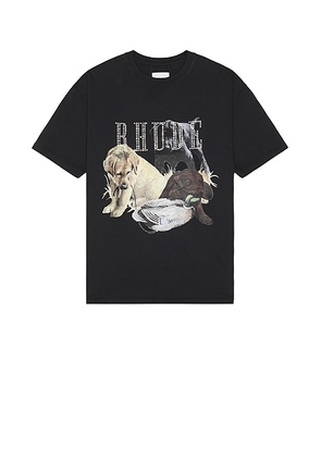 Rhude Rhinestone Hunting Dog Tee in Vintage Black - Black. Size L (also in ).