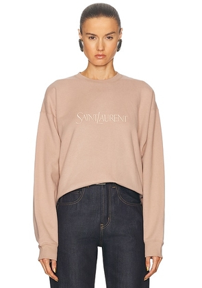 Saint Laurent Crewneck Sweatshirt in Nude Rose - Nude. Size M (also in S, XS).