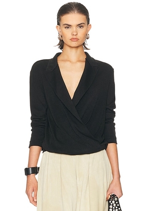 R13 Twisted Lapel Top in Black - Black. Size XS (also in ).