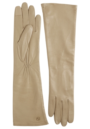 Handsome Stockholm Essentials Long Leather Gloves - Beige - M
