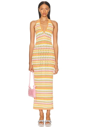 Ronny Kobo Yael Knit Dress in Rainbow Multi - Orange. Size M (also in ).