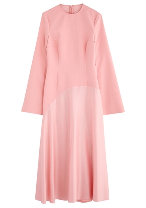Solace London Gaia Satin and Crepe Midi Dress - Light Pink - 8 (UK12 / M)