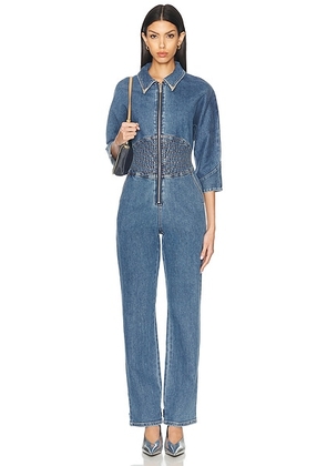Retrofete Deidra Jumpsuit in Montana - Blue. Size L (also in S, XL, XS).