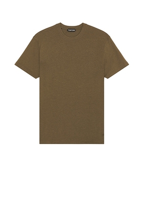 TOM FORD Crew Neck Tee in Dark Military - Olive. Size 46 (also in 48, 50).