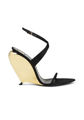 Saint Laurent Gippy Wedge Sandal in Nero - Black. Size 36 (also in 36.5, 37, 37.5, 38, 38.5, 39, 42).