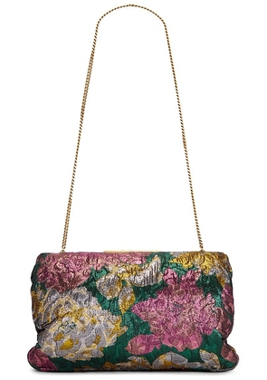 Saint Laurent Small Clutch in Green & Pink Lame - Green. Size all.