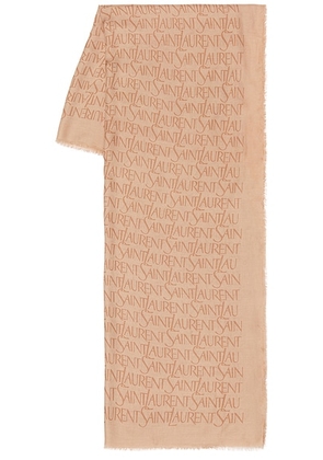 Saint Laurent Printed Scarf in Beige & Light Brown - Beige. Size all.