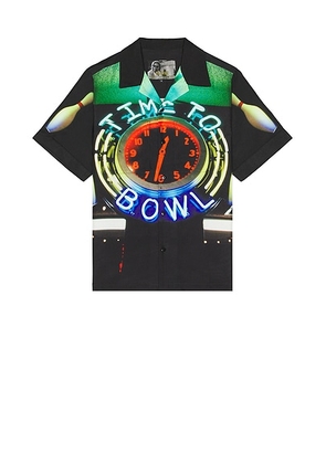 Pleasures Time Bowling Button Up Shirt in Black - Black. Size L (also in M).