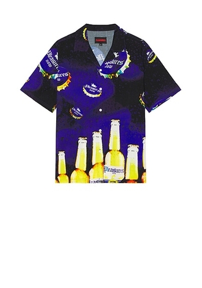 Pleasures Cerveza Camp Shirt in Blue - Blue. Size L (also in M, S).