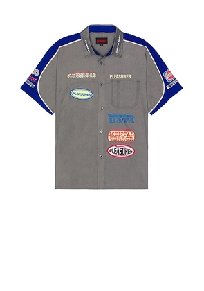 Pleasures Terror Button Up Shirt in Grey - Grey. Size M (also in ).