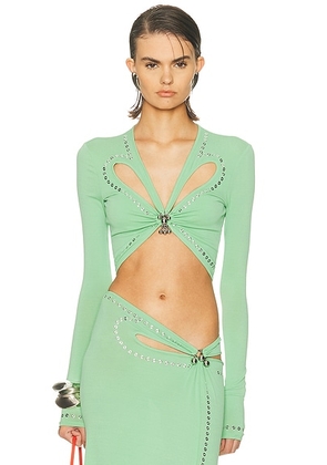 RABANNE Cut Out Cropped Top in Pistachio - Green. Size 42 (also in ).