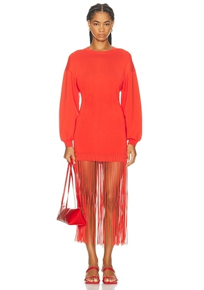 SIMONMILLER Wallis Knit Fringe Dress in Coral Red - Coral. Size L (also in S).
