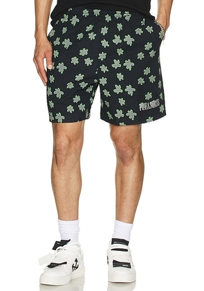 Pleasures Floral Seersucker Shorts in Black - Black. Size L (also in M).