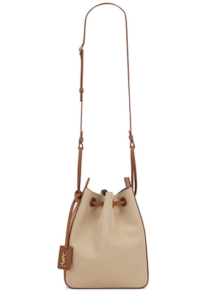 Saint Laurent Small Bucket Bag in Desert Dust & Brick - Taupe. Size all.