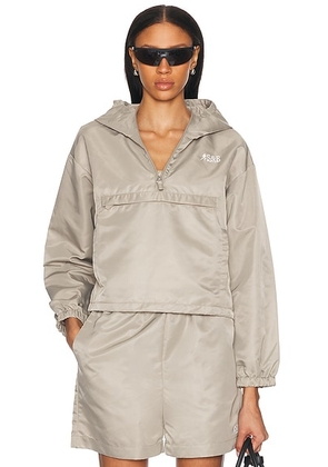 Sporty & Rich Runner Nylon Quarter Zip Sweatshirt in Elephant - Taupe. Size XS (also in ).
