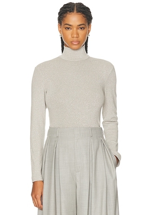 Ralph Lauren Collection Metallic Jersey Mockneck Cropped Top in Palladium - Grey. Size L (also in ).