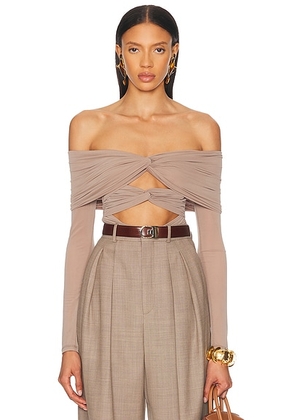 Ronny Kobo Fitz Bodysuit in Fog - White. Size L (also in S).