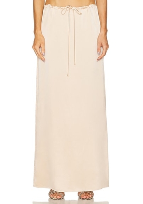 SABLYN Sol Drawstring Maxi Skirt in Pink Sand - Blush. Size L (also in M, S).