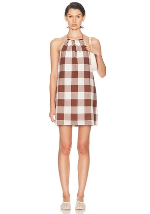 Posse Callie Mini Dress in Mocha Gingham - Brown. Size XS (also in S).
