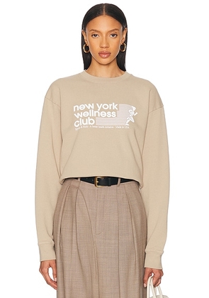 Sporty & Rich USA Wellness Club Crewneck Sweatshirt in Elephant - Tan. Size M (also in ).
