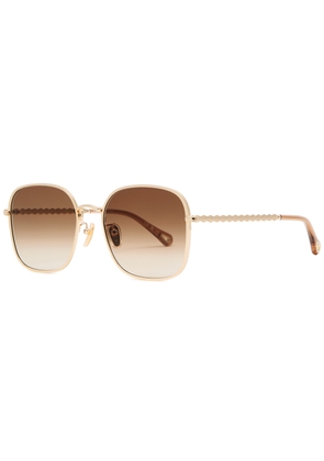 Chloe Oversized Square-frame Sunglasses - Gold Other - One Size