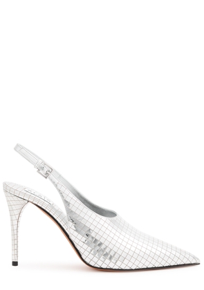Alaïa Art Deco 90 Metallic Leather Slingback Pumps - Silver