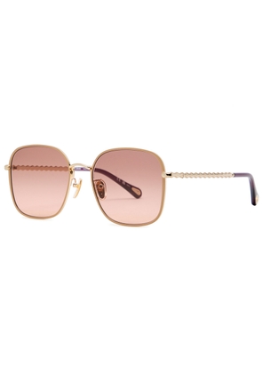 Chloe Oversized Square-frame Sunglasses - Gold - One Size