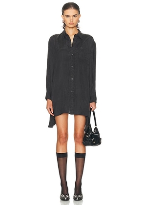 R13 Draped Front Shirt in Black - Black. Size L (also in ).