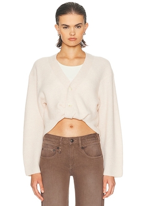 R13 Twisted Front Ribbed Cardigan in Oatmeal - Blush. Size M (also in ).