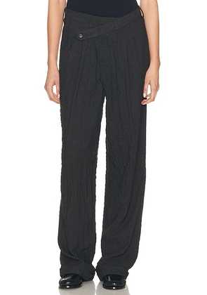 R13 Triple Pleat Crossover Trouser in CHARCOAL - Charcoal. Size 26 (also in 27, 28).