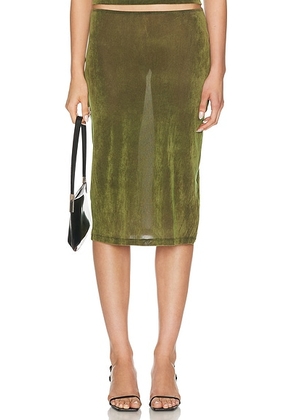 PRISCAVera Slip Skirt in Moss - Olive. Size L (also in M).