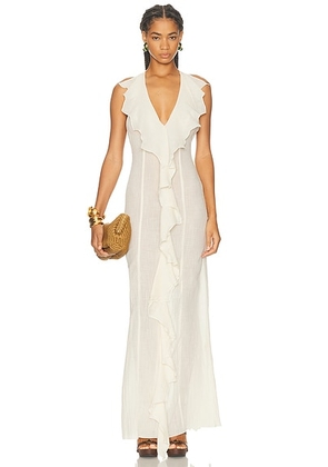 TG Botanical Josephine Dress in Off White - Cream. Size L (also in M, S).