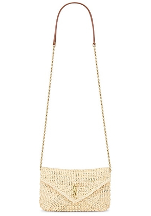 Saint Laurent Small Pouch On Chain in Pale Brown & Brick - Tan. Size all.