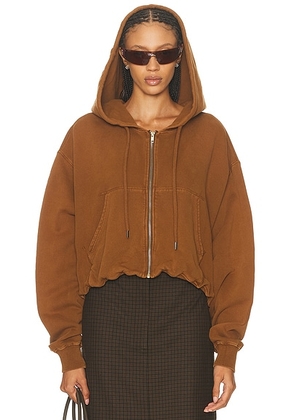 R13 Balloon Zip Up Hoodie in Light Brown - Brown. Size M (also in S, XS).