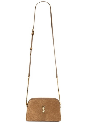 Saint Laurent Zipped Pouch With Chain in Golden Leaf - Brown. Size all.