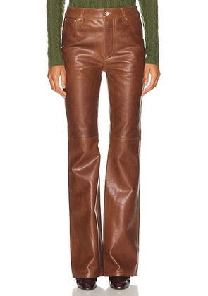 RABANNE Leather Straight Leg in Dark Brown - Brown. Size 38 (also in 40, 42).