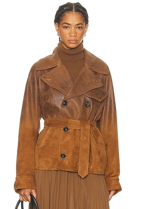 Ralph Lauren Collection Eldrigde Moto Jacket in Distressed Brown - Brown. Size 4 (also in ).