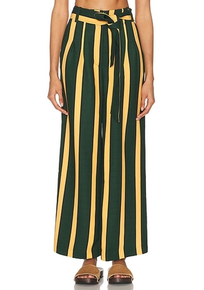 SIMONMILLER Alto Crepe Pant in Fern & Mustard Stripe - Dark Green,Yellow. Size 0 (also in 2).