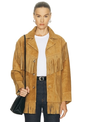 Polo Ralph Lauren Fringe Suede Jacket in Maple - Tan. Size L (also in ).