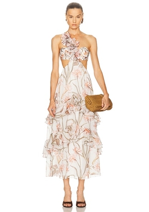 PatBO Botanic Retro Flower Applique Beach Dress in Off White - Ivory. Size M (also in L).