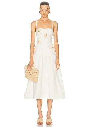 PatBO Tropic Linen Midi Dress in Off White - White. Size 2 (also in 6).
