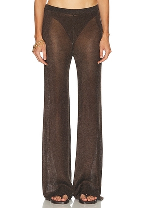 SEROYA Sheldon Metallic Knit Pant in Slate Brown - Brown. Size L (also in M, S, XL, XS).