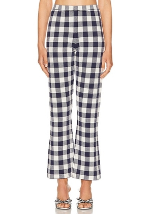 SEROYA Talia Pant in Classic Navy Gingham - Navy. Size L (also in XL, XS).