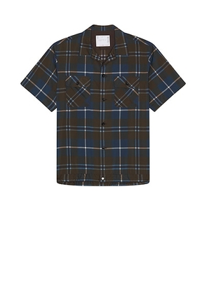 Sacai Plaid Shirt in Brown & Blue - Brown. Size 2 (also in ).