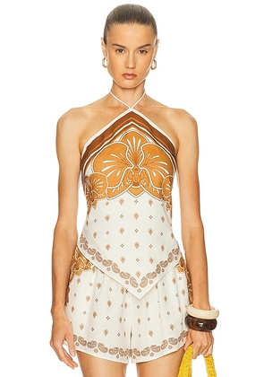 Shani Shemer Calla Top in Brown Print - Brown. Size L (also in ).