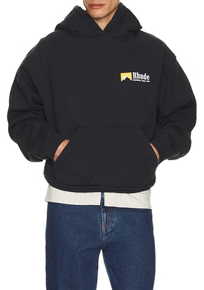 Rhude International Racing Logo Hoodie in Vintage Black - Black. Size S (also in ).