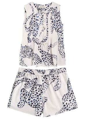 Desmond & Dempsey Jag Printed Cotton Pyjama set - Cream - XL (UK16 / XL)