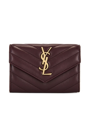 Saint Laurent Small Envelope Wallet in Hot Wine - Wine. Size all.