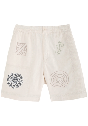Wax London Doodle Embroidered Cotton-blend Shorts - Ecru - M