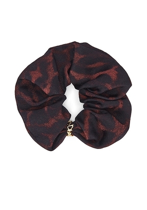 Saint Laurent Silk Scrunchie in Mahogany & Gold - Burgundy. Size all.